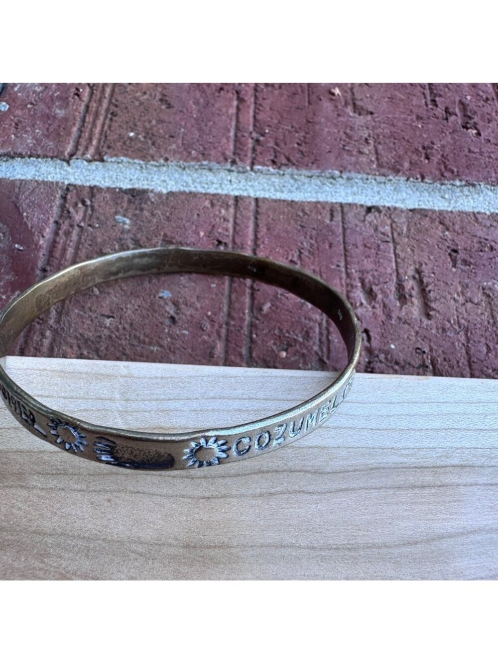 Cozumel Sterling Silver Bangle Bracelet Engraved Sunflower Vintage Patina - Picture 5 of 8